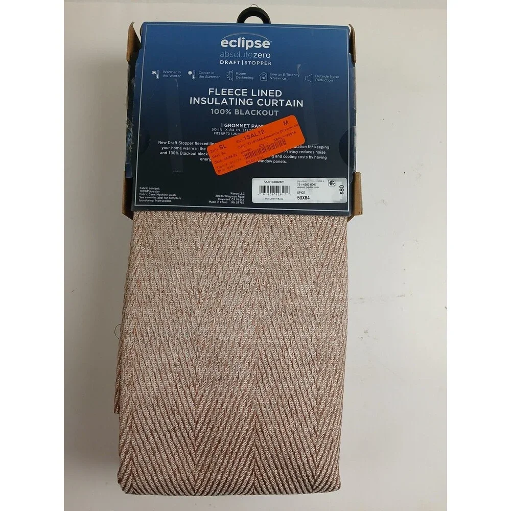 NEW Eclipse Absolute Zero 50 x 84 Grommet single curtain panel 'Spice' #CT130